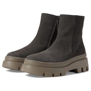 NWT$500 PAUL GREEN Paige Boot PLATFORM ZIP LUG NUBUCK IRON 7AU 9.5 US (2) (TD1)